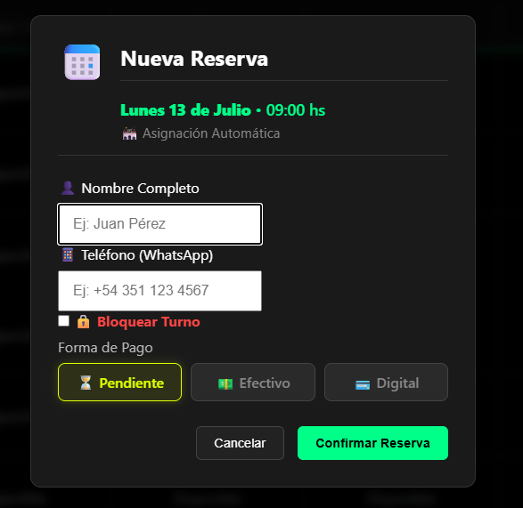 Nueva reserva